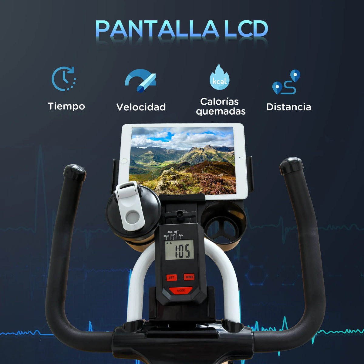 Indoorfietsen - Hometrainers - Spinningfiets - Fitness Fiets - Indoor Cycle - Indoorfiets - Hometrainer - Indoor Bike - Statische fiets - met verstelbare weerstand - LCD-scherm - Wit - Staal en ABS - QUORE