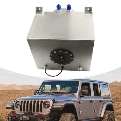 Silver 5 Gallon 20L Aluminum Fuel Tank Universal Oil Box with Anti-slip Foam for Streetcars and Trucks