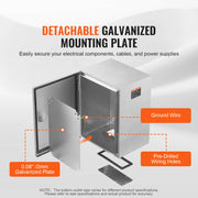 Vevor - Cases - Waterproof Junction Box - Junction Box - 40x30x15 cm - Outdoor Electrical Cabinet - with Mounting Plate Hinges Lock IP66