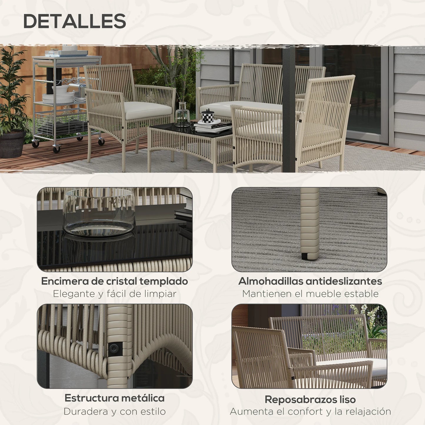 Tuinset – Loungeset – Buitenmeubel – Tuinmeubel – 4-Delig – Staal En PE-Rattan – UV-Bestendige Kussens - QUORE