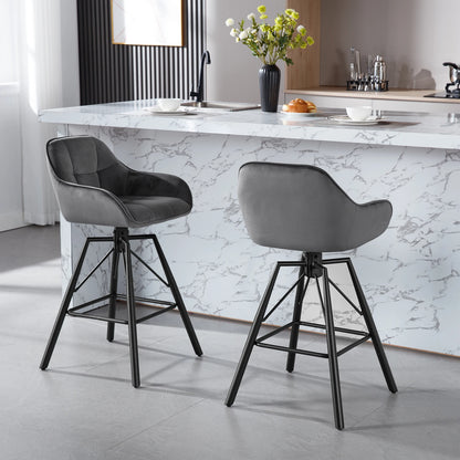 Barstoel – Barkruk – Draaistoel – Zitstoel – Velours – 360° Draaibaar – Max. Draagkracht 150 Kg