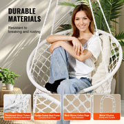 Hangmat - Hangmat voor Twee Personen - Hanging Chair - Hamac - Hammock Chair -  Schommelstoel - 330 lbs capaciteit - Macramé Hangstoel Katoenen Touw - voor Slaapkamer Balkon Patio Tuin - Wit