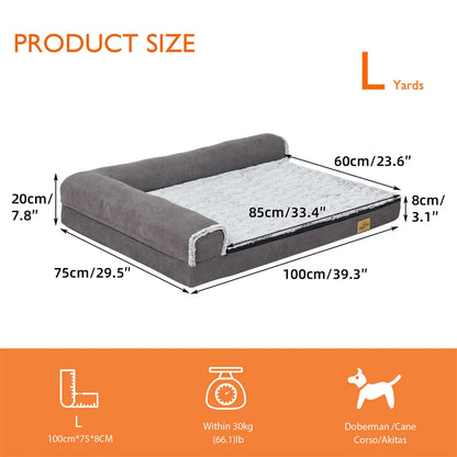 Hondenbed -  Orthopedisch Hondenbed - L-vormig Design - Wasbare Hoes - Duurzaam en Stijlvol - Stevig Schuimkussen - Groot - Comfortabel en Duurzaam
