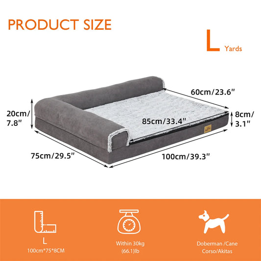 Hondenbed -  Orthopedisch Hondenbed - L-vormig Design - Wasbare Hoes - Duurzaam en Stijlvol - Stevig Schuimkussen - Groot - Comfortabel en Duurzaam