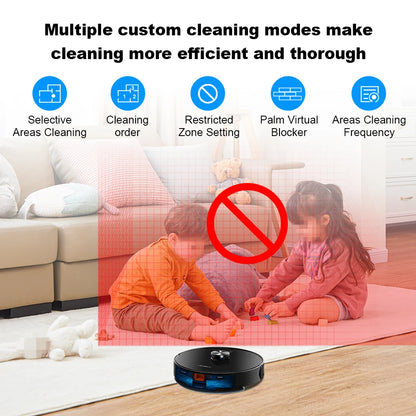 Liectroux X6 LDS Robot Vacuum Cleaner,Laser Lidar Navigation,Wet & Dry Mopping,6500Pa Suction,Multi-Floor Map,Customized Smart H