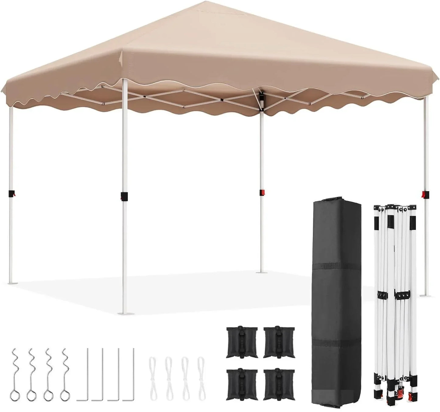 Tuinpaviljoen - Partytent - Partytenten - Paviljoen - Easy up Partytent - 3x3m - Waterdicht - Pop-up Tent - Opvouwbare - Inclusief 4 Gewichtszandzakken en Draagtas - Beige