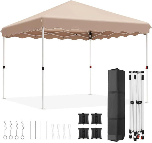 Tuinpaviljoen - Partytent - Partytenten - Paviljoen - Easy up Partytent - 3x3m - Waterdicht - Pop-up Tent - Opvouwbare - Inclusief 4 Gewichtszandzakken en Draagtas - Beige