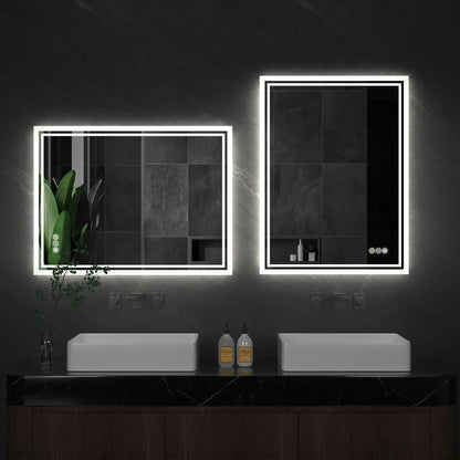 Badkamerspiegel - met Licht - Wandspiegel - Montage - Frameloze - 60x80cm - Anti-condens - met Licht Achtergrondverlichting - Aanraaksensor - Dimbaar Ontwaseming - voor Badkamer - Toilet - Douche - Make-up en Scheren - QUORE