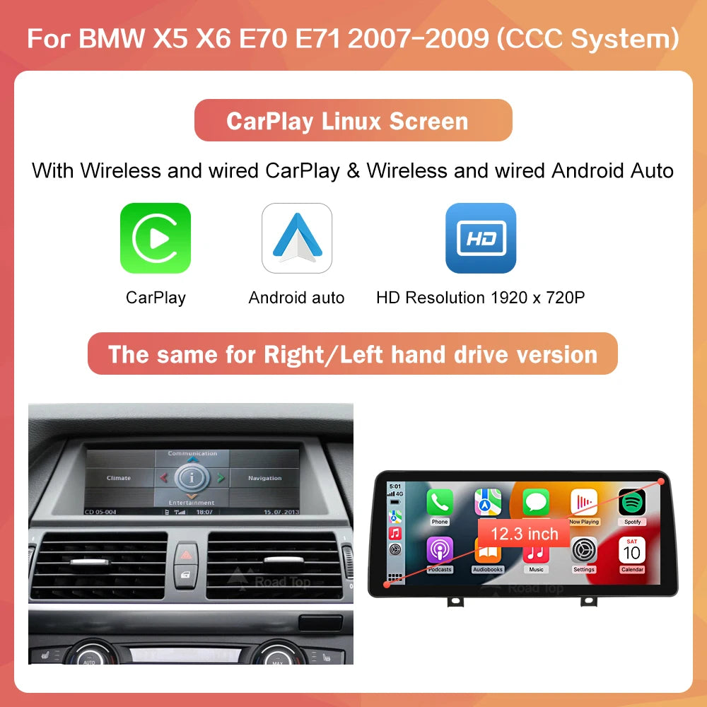 Multimedia Scherm – Touchscreen Display – Auto Navigatie Systeem – Infotainment Unit – Draadloos CarPlay Android Auto – 12,3 Inch 1920x720 Resolutie – Linux Besturingssysteem