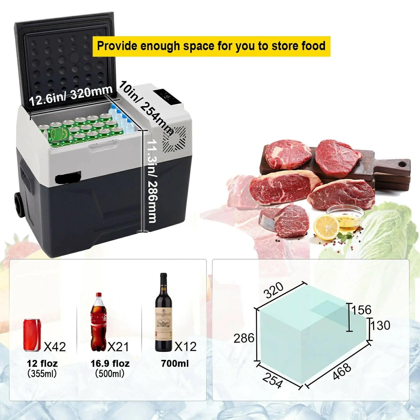 Auto Koelkast - Koelbox - Mini Koelkast - Draagbare - 30L - 32QT - 12V/24V/220V - met Compressor - Mini Fridge - Ideaal voor Camping, Reizen en Picknicks