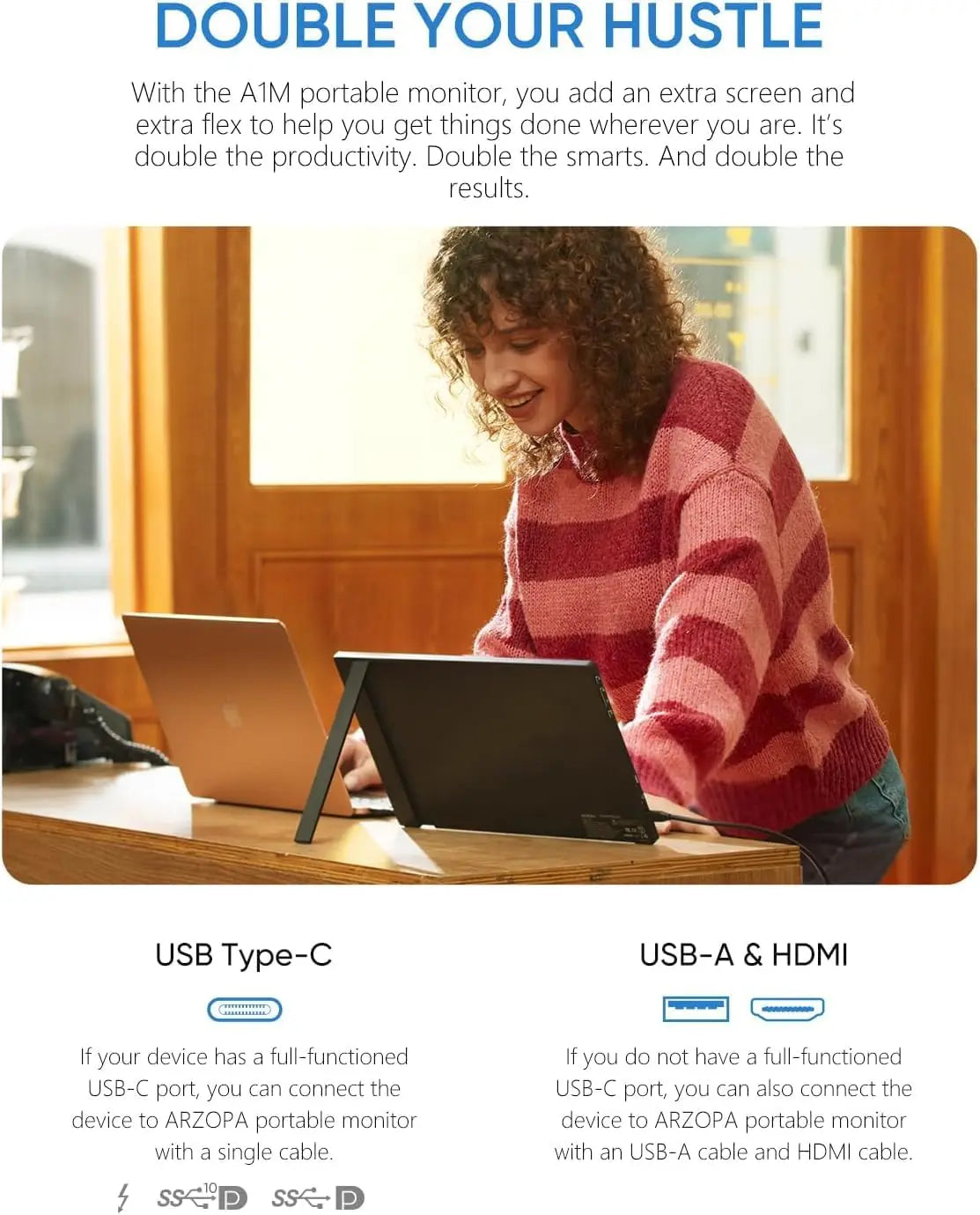 Draagbare Monitor – Portable Scherm – Extern Display – Laptop Monitor – 17,3 Inch Full HD – Aluminium Behuizing – IPS Scherm – Ingebouwde Speakers