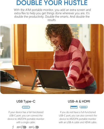 Draagbare Monitor – Portable Scherm – Extern Display – Laptop Monitor – 17,3 Inch Full HD – Aluminium Behuizing – IPS Scherm – Ingebouwde Speakers