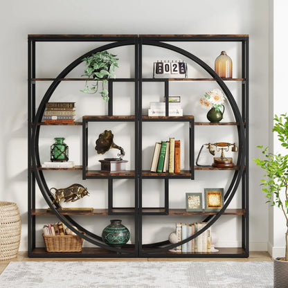 Boekenkast – Industriële Kast – Open Kast – Opbergkast – Wandkast – 8 Open Vakken – Zwart Metalen Frame