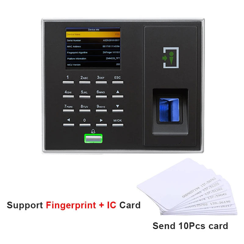 Vingerafdrukscanner – Biometrische Scanner – Toegangscontrole Systeem – Fingerprint Scanner – Toegangslezer – Capaciteit 3.000 Gebruikers – TFT LCD Kleurenscherm - Vingerafdruk - IC