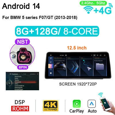 12,5’’ Multimedia Autoradio – Android Autoradio – GPS Navigatie – Carplay Radio – Auto Entertainment Systeem – Draadloze CarPlay & Android Auto – Android 14 Besturingssysteem – 8GB RAM & 256GB Opslag - QUORE