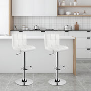 Barkruk - Met Rugleuning - Stoel - Verstelbare Hoogte - Kunstleren Zitting - 360° Draaibaar - Metalen Frame - Wit