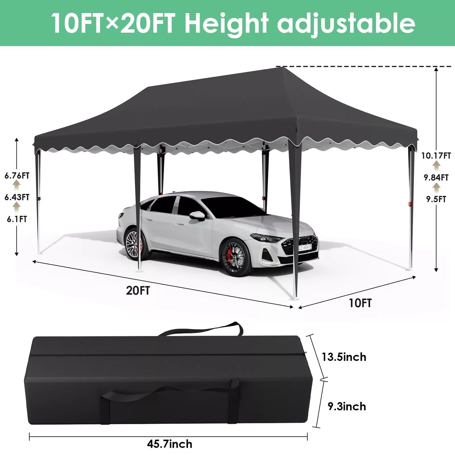 Tuinpaviljoen - Partytent - Easy up Partytent - Paviljoen - Partytenten - Vouwbare - 3x6m - Zware - Waterdichte Gazebo - 6 Zijwanden - UV50+ Bescherming - Stevige Stalen Frame - en Opbergtas - Zwart