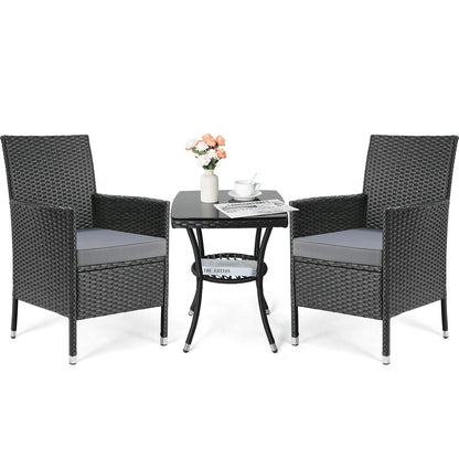Wicker Loungeset – Loungeset Buiten – Tuinmeubel Set – Balkonset – 3-Delig – Hoogwaardig PE-Rattan – Comfortabele Kussens - QUORE