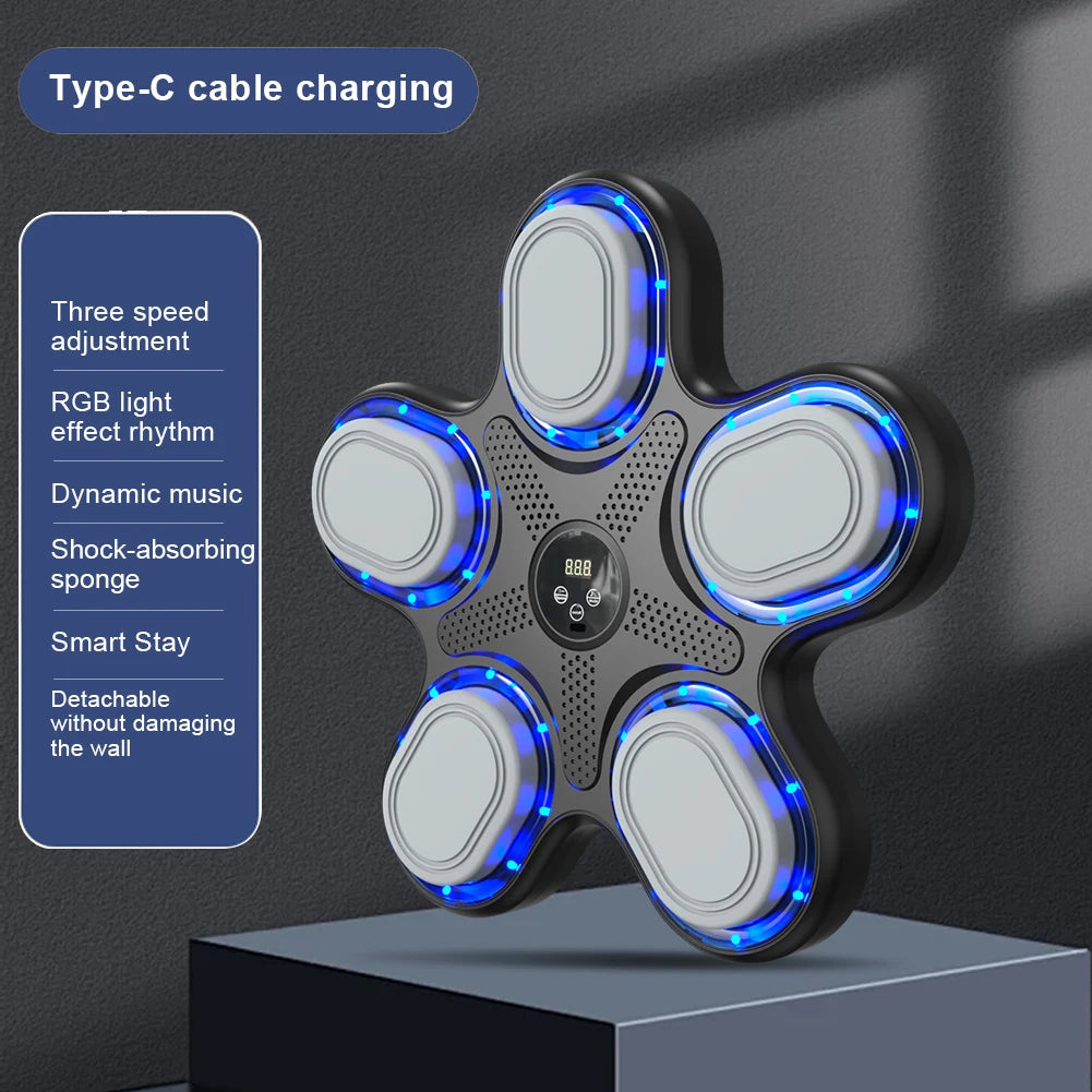 Music Boxing Machine Boxing Wall Target Type C USB Charging Wall-Mounted Exercise Equipment Bluetooth-Compatible for Adults Kids