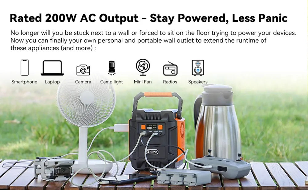 Draagbare Power Station – Mobiele Batterij – Noodstroom – Camping Accu – 172,8 Wh – 6 Aansluitingen – LED Noodlicht