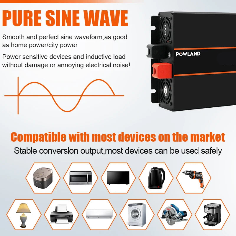 Pure Sinusomvormer – Omvormer – Inverter – Spanningsomvormer – Converter – 6000W 24V EU – Continu Vermogen 3000W – LCD Display