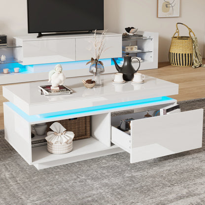 TV-Meubel – Tv-Kast – Dressoir – Woonkamermeubel – Hoogglans Afwerking – LED-Verlichting