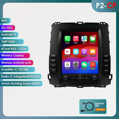 9.7'' inch screen Carplay 4G 2Din Android Car Radio for Toyota Land Cruiser Prado 120 2002-2009 Lexus GX470 GPS Multimedia Video - QUORE