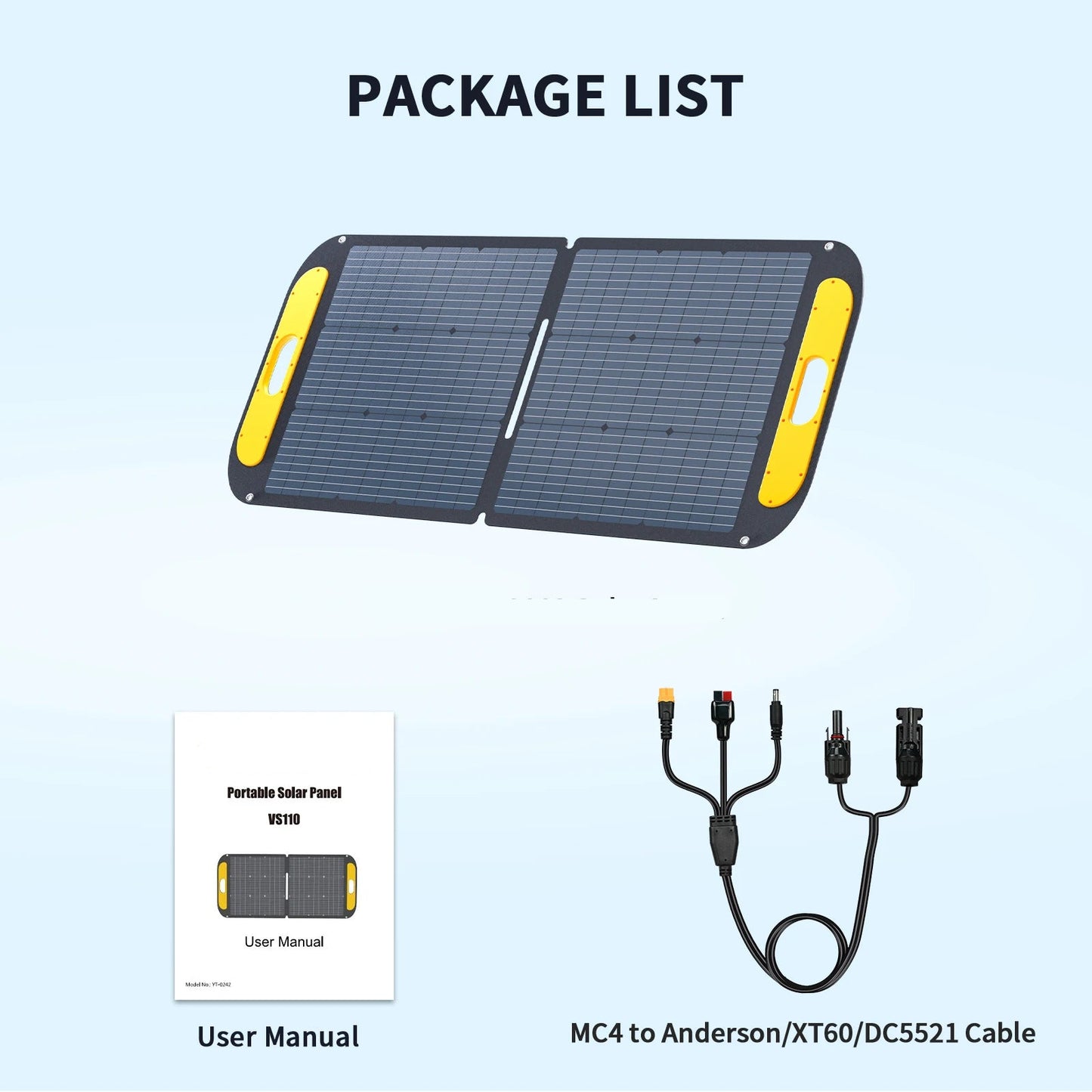 Zonnepaneel - Zonnepaneelset - Draagbaar - Opvouwbare - Waterdict - Outdoor Emergency Backup - voor Thuis - Tenten - Buiten - Kamperen - 110W - IP67 - 19V - 131 x 60 - Geel - QUORE