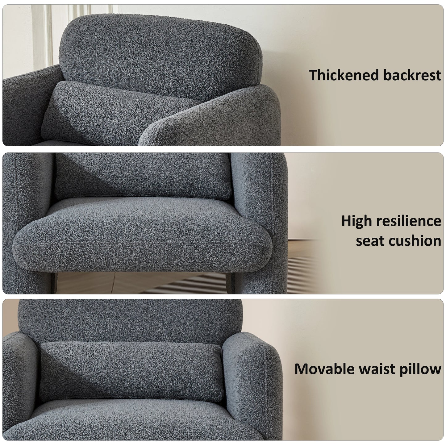Relaxstoel – Lounge Stoel – Fauteuil – Stoel – Leesstoel – Zacht Stof – Houten Frame – Comfortabele Kussens - Donkergrijs