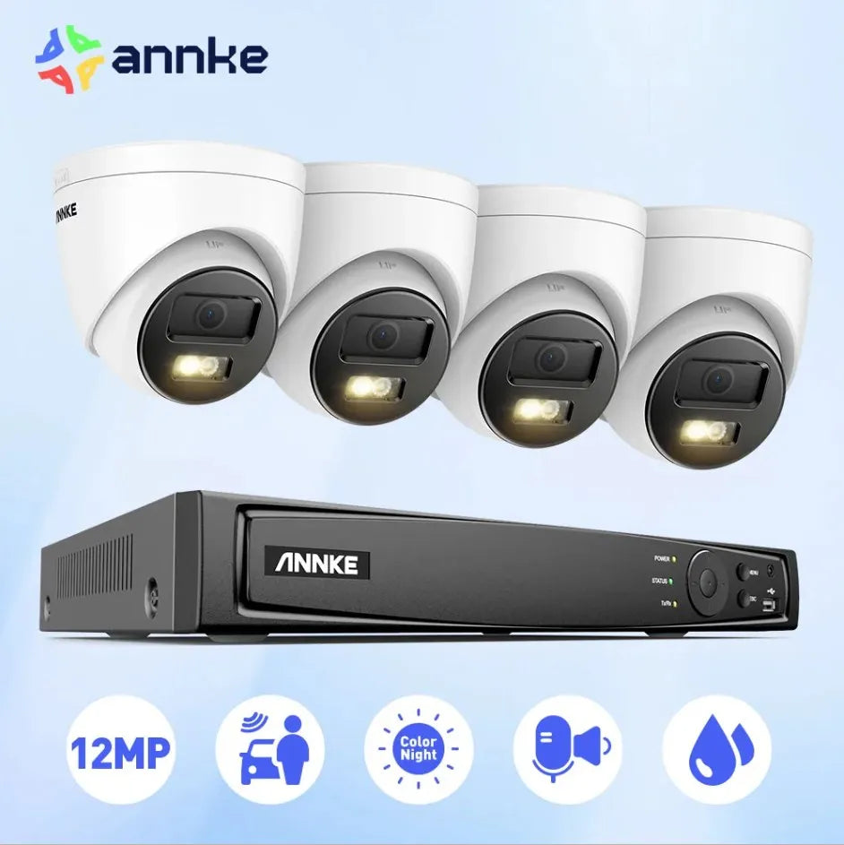 ANNKE Smart Home Dual Light Smart CCTV Camera Video Surveillance Kit 12MP POE Camera WIth 12MP NVR 8CH NVR Outdoor Built-in mic - QUORE