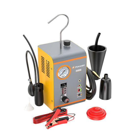 Automobiele rookmachine - Ingebouwde luchtpomp - EVAP - Vacuümlekdetector - Dubbele diagnosetool voor lekkage in autoleidingen - Rooklekdetector voor auto's - Autos Pipe Systems Rooklekdetector - Grijs - QUORE