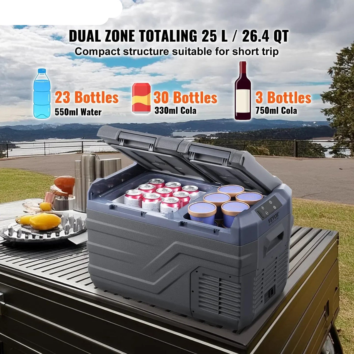 Auto Koelkast - Camping Koelkast - Draagbare Auto Koelbox - Compressor Koelkast 12V/24V - 32L - Snelle Koeling - Energiezuinig - Voor Auto - Camper - en Boot