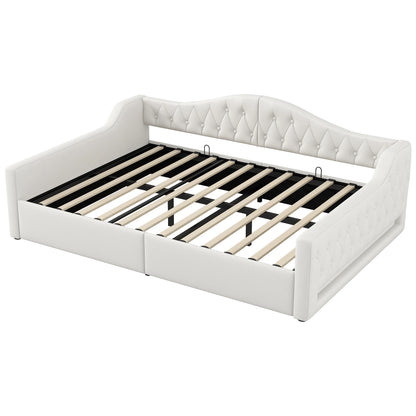 Eenpersoonsbed – Bedframe – Eenpersoonsbed Met Opberglade – Slaapbed – Kinderbed – 140x200 CM – Linnen Bekleding – Verstelbare 7-Kleurige Led-Verlichting
