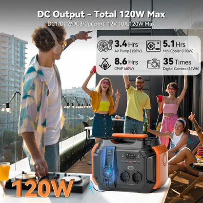 Powerstation - Stroomgenerator - Mini-Generator - Draagbare - Krachtcentrale - voor Thuis - Tenten - Buiten - Kamperen - 540Wh - 500W - AC 230V - 120W DC - Zwart/Oranje