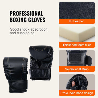Bokszak - Hangende Bokszak voor Volwassen - Bokspaal - Opknoping - met Boksaccessoires - Duurzaam -  voor Training - MMA - Muay Thai - Fitness Beginners - Niet Ingevuld - 36 x 36 x 12 cm - Zwart