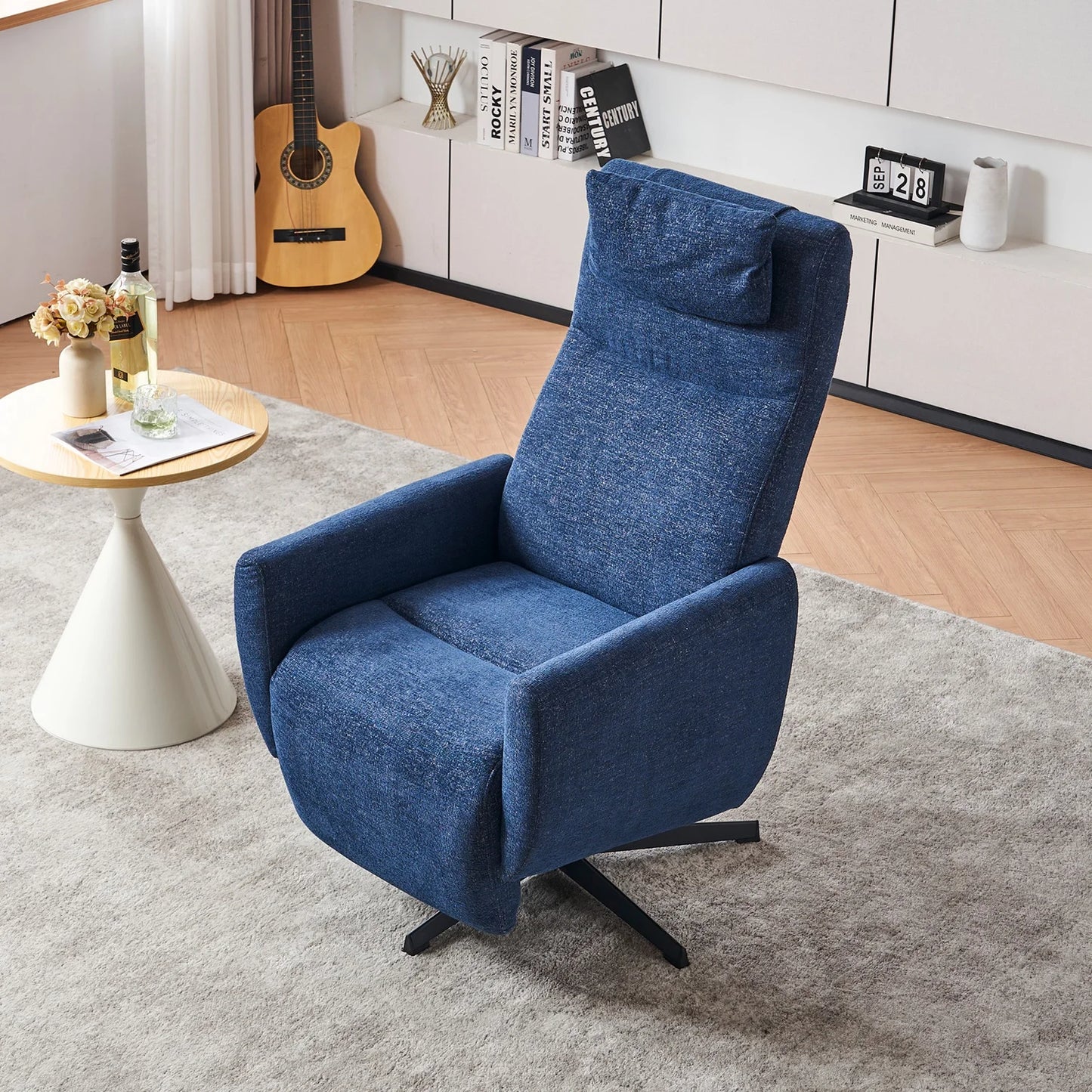 Loungestoel – Relaxstoel – Fauteuil – Zitstoel – Verstelbare Rugleuning – 360° Draaibare Basis – Chenille Stof