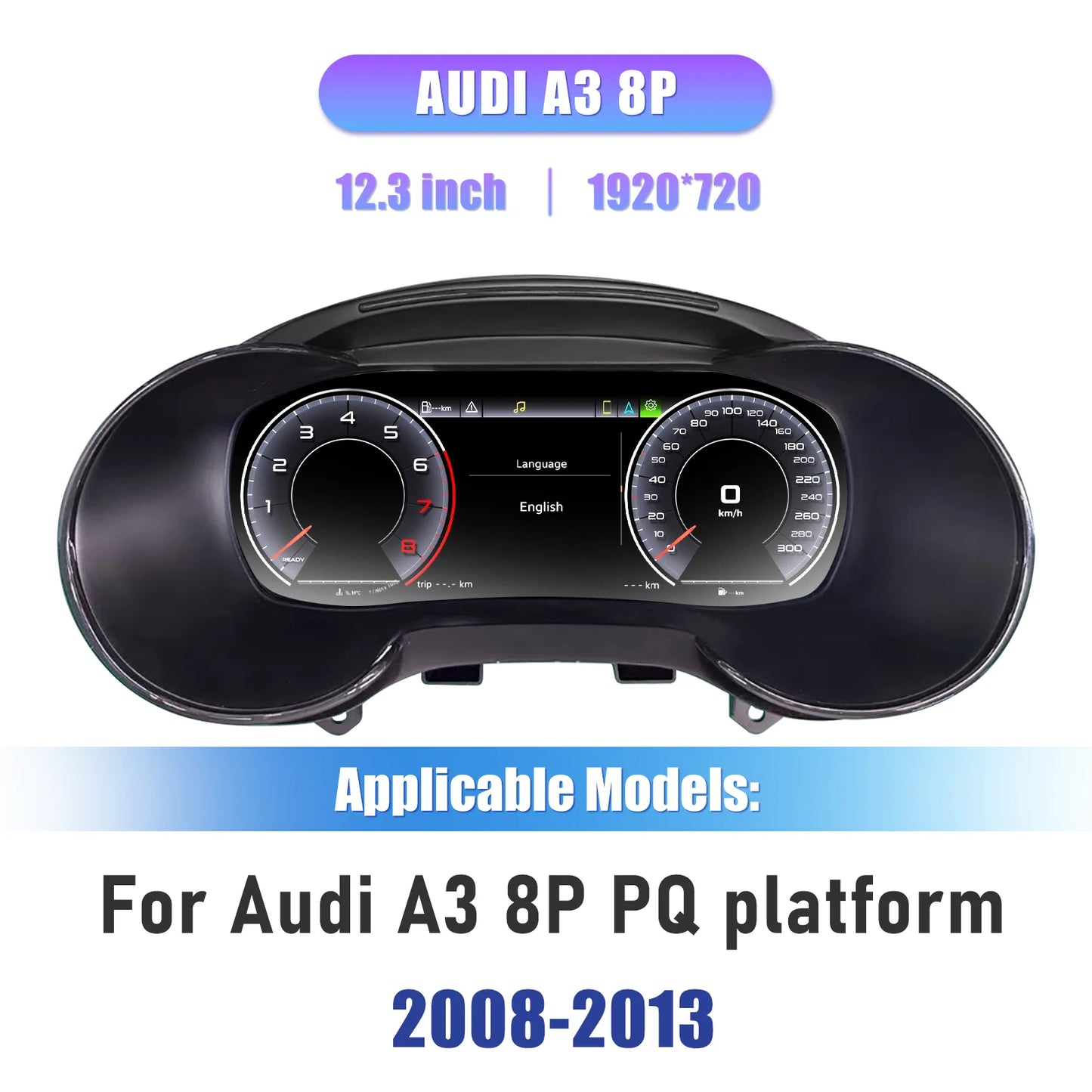 Digitaal Dashboard – LCD Display – Snelheidsmeter – Instrumentenpaneel – Virtual Cockpit – 12,3 Inch HD Scherm – Blauwlicht Anti-Glare