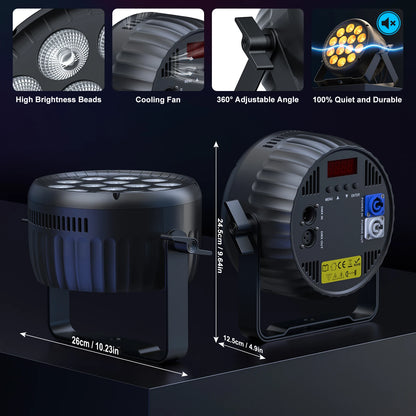 LED PAR Stage Light – Podiumverlichting – DJ Licht – Theaterlamp – Feestverlichting – Set van 4 – 180W RGBW LED’s – Verstelbare 360° Hoek – EU Stekker
