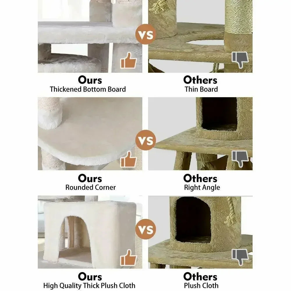 Kattenkrabpaal - 170 cm – Luxe Multi-Level Klimboom - met Krabpaal - voor Katten - Hangmat en Schuilhuisjes - Donkergrijs