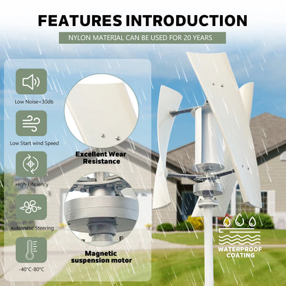 Verticale Windturbine – Horizontale Windmolen – Mini Windgenerator – Windkracht Turbine – 2000W Vermogen – 24V - MPPT Hybride Controle