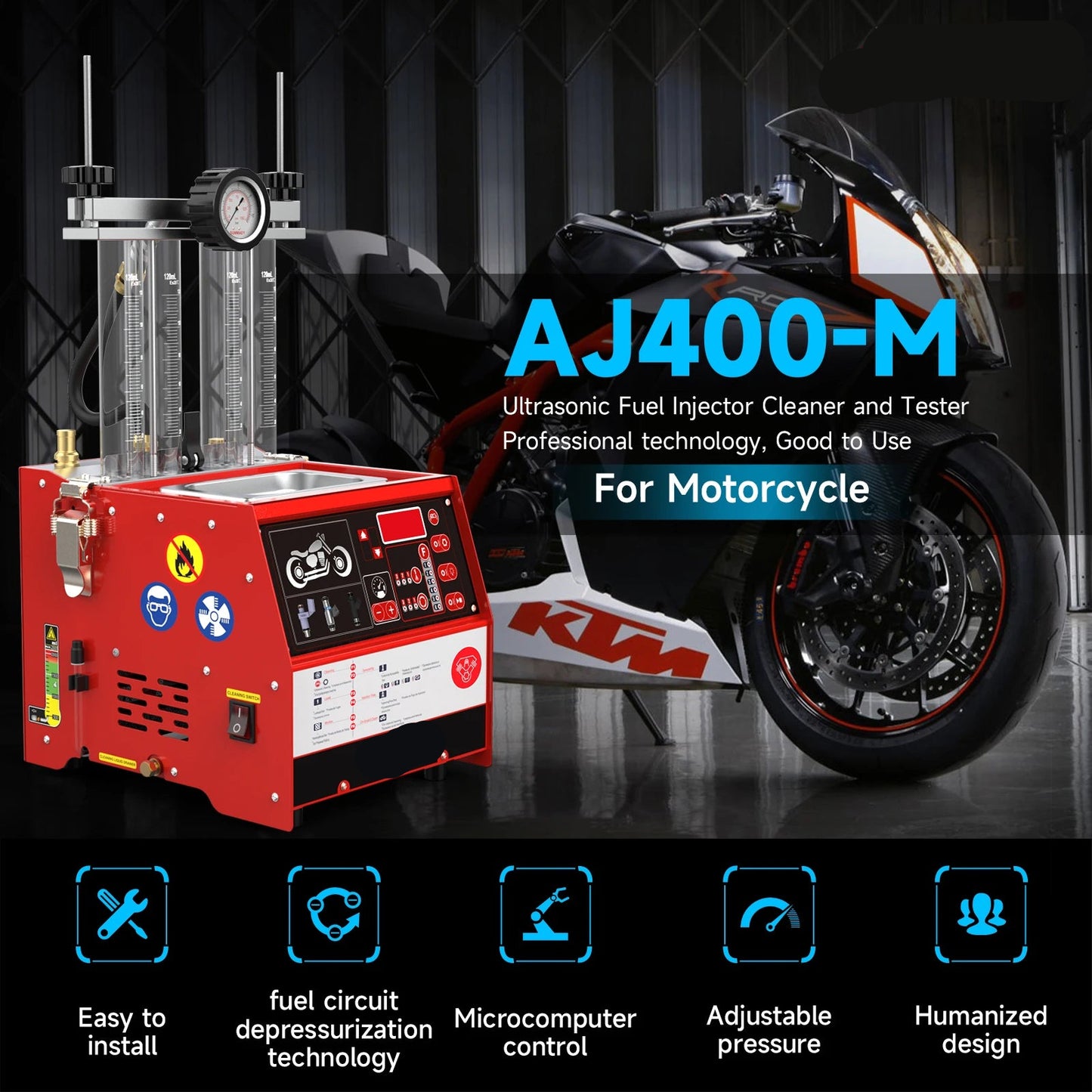 Brandstofinjectorreiniger – Injector Tester – Ultrasone Reiniging – In-Vehicle Reiniging – 2000 Ml Tank – 100W Ultrasoonvermogen
