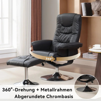 Massagefauteuil – Massagestoel – Relaxfauteuil – Elektrische Stoel – Wellnessstoel – PU Bekleding – 5-Punts Massagefunctie – Met Voetensteun – Zwart