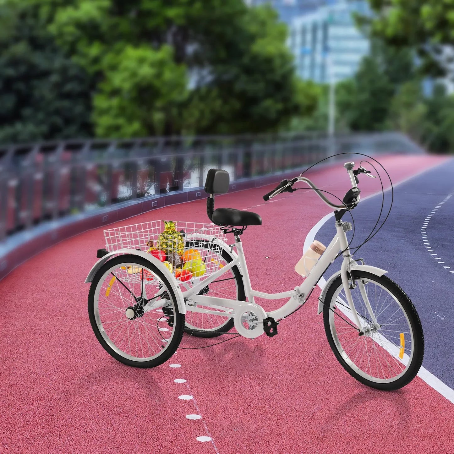 Volwassen Driewieler Fiets – Driewieler Voor Volwassenen – Stadsfiets – Comfortabele Driewieler – Vouwbare Fiets – Koolstofstaal Frame – LED Verlichting