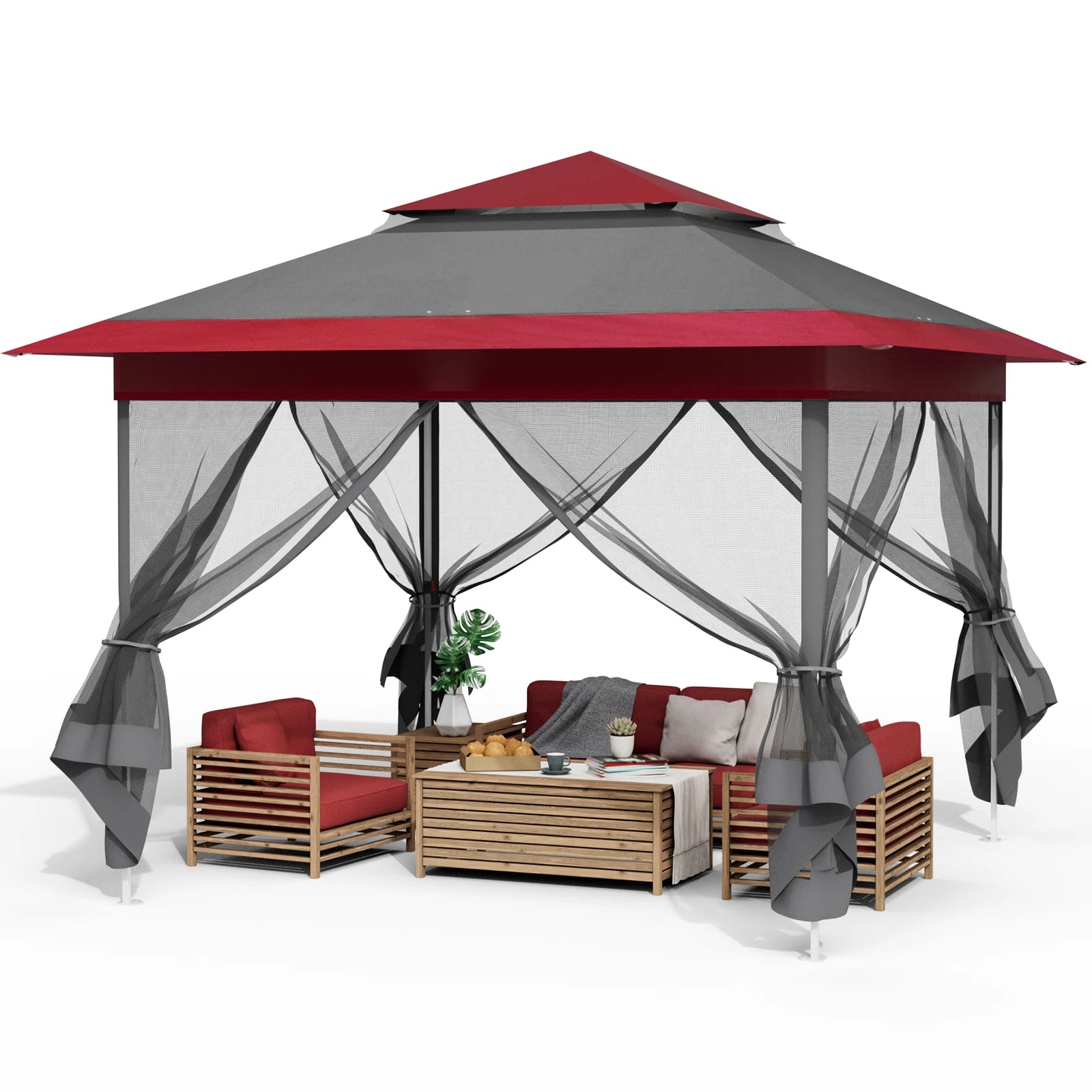 Pop-Up Gazebo – Tuinpaviljoen – Buiten Tent – Zonnescherm – Overkapping – Waterdicht – Verstelbare Hoogte - QUORE