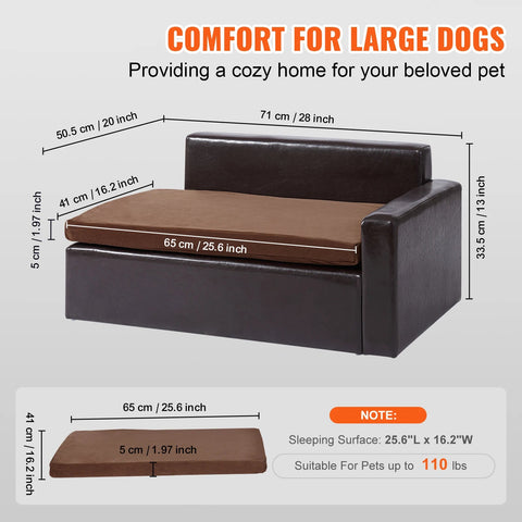 Hondenbed - Zacht Hondenbed - Hondensofa - Hond - Hondensofa - Bed voor Gezelschapsdieren - voor middelgrote honden en katten - 110 lbs Belading - Leer - Gemakkelijk schoon te maken