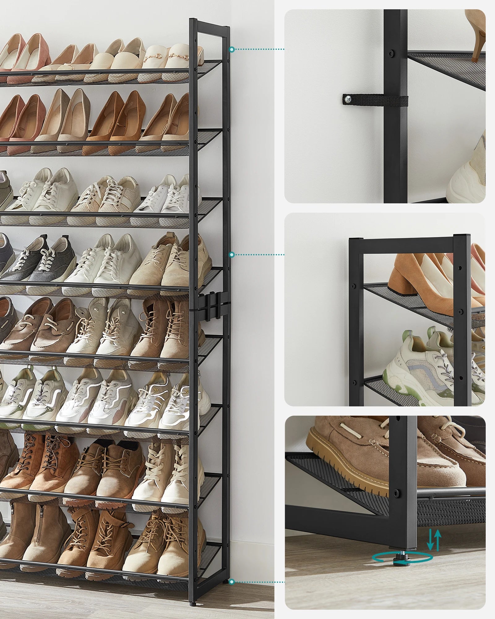 SONGMICS shoe rack shoe cabinet, shoe rack, adjustable shoe shelf - QUORE
