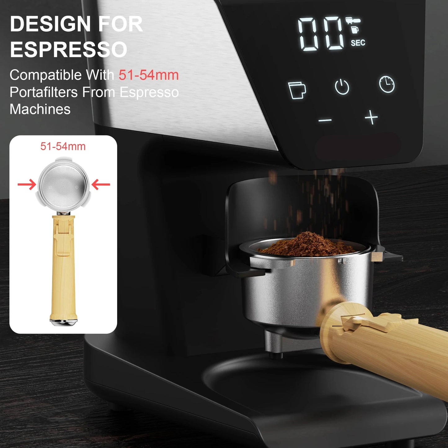 Elektrische Koffie Molen - Automatische Braammolen - Koffiebonen Maler - 30 Tandwiele - voor Espresso - Filterkoffie en French Press - 220V - 300g Bonenreservoir - LCD Timer - QUORE