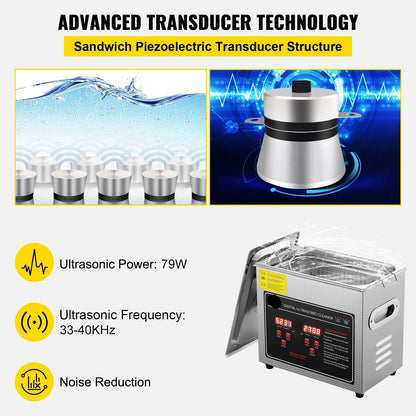 Ultrasone Reiniger – Sieradenreiniger – Brillenreiniger – Horlogereinger – Bestekreiniger – 22 Liter Inhoud – 40 kHz Frequentie – RVS Reservoir
