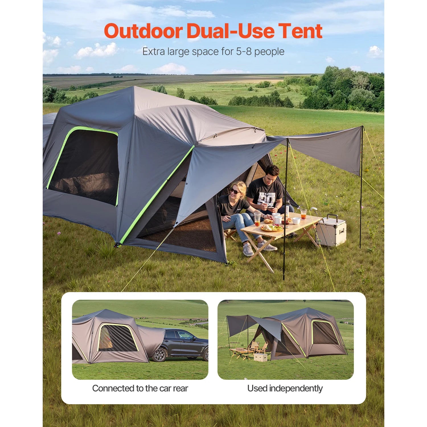Bustent – Koepeltenten – Kampeertent - Tent - Pop up tent - Tenten - 10x8ft - Waterdicht & Ruim – Dubbel-laags Ontwerp – Schaduwluifel & Mesh Vensters - QUORE