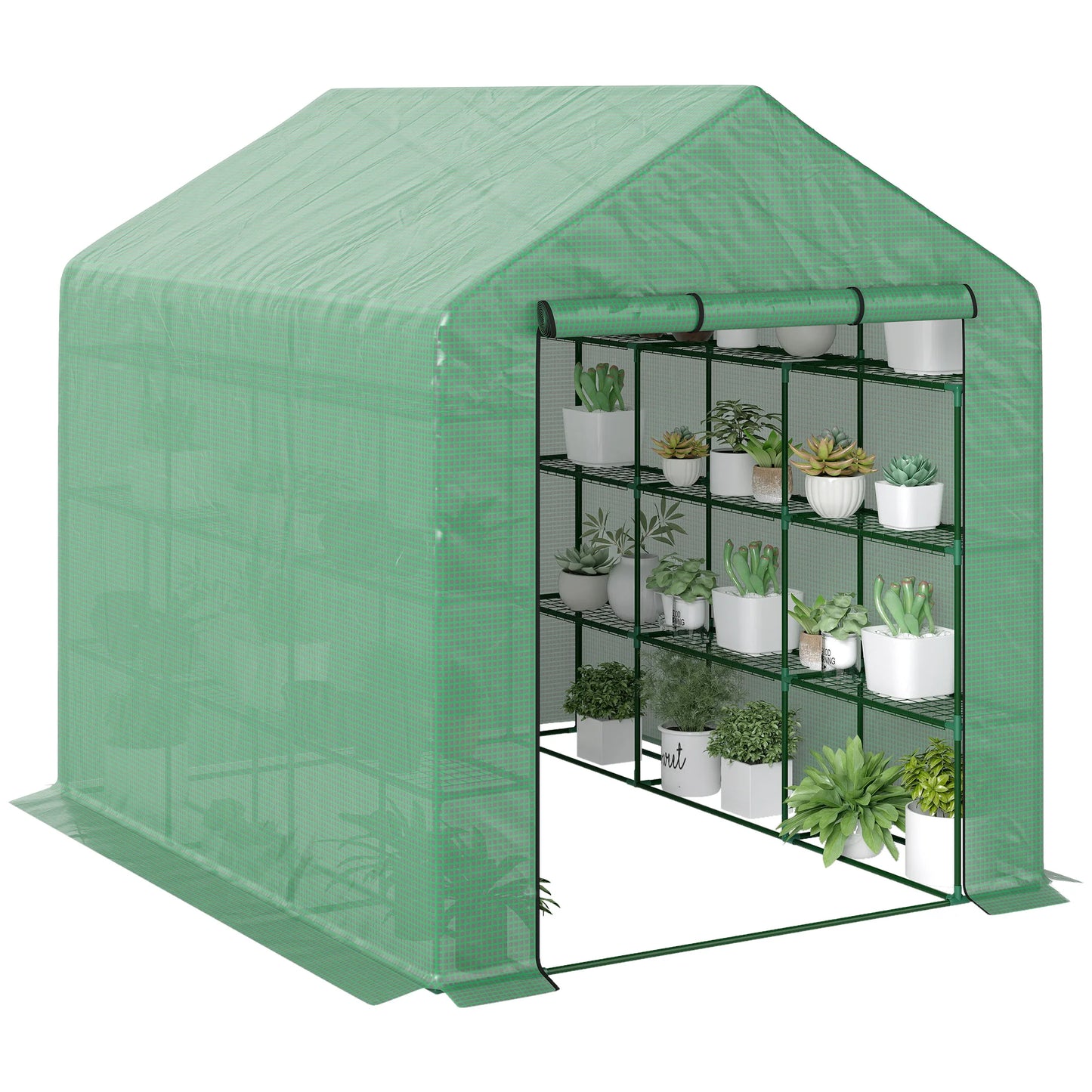 Tuinserre – Kweekkas – Plantenkas – Serre – Kas – 18 Planken – Stalen Frame – Waterdichte PE-Hoes